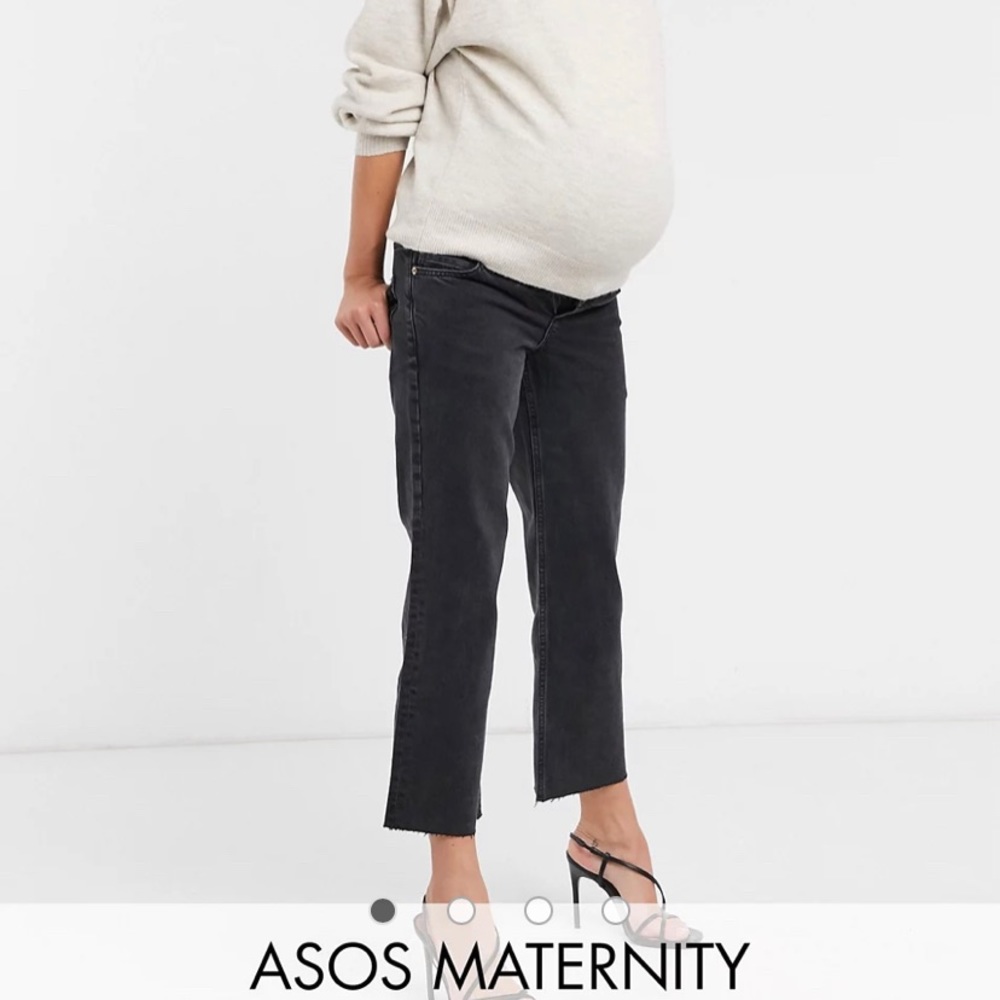 ASOS Maternity high rise stretch crop kick flare jeans over the bump waistband